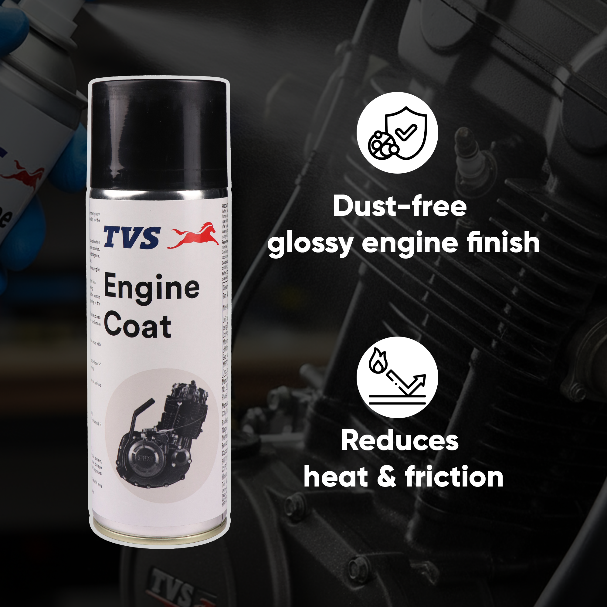 TVS Engine Coat for Bikes – Protects Against Dust & Friction | Enhances Glossy Finish | Easy Maintenance Formula